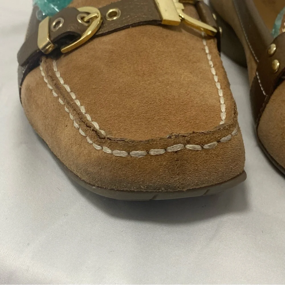 Etienne Aigner Genuine Leather Suede Buckle Loafer Slip Ons - EC - 8.5